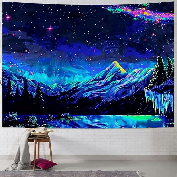 Shiartex  Mountain Tapestry Starry Night Tapestries for Bedroom Aesthetic Moon and Stars Tapastry Wall Hanging Nature Forest Wall Tapestry for Living Room Dorm  40x30inch