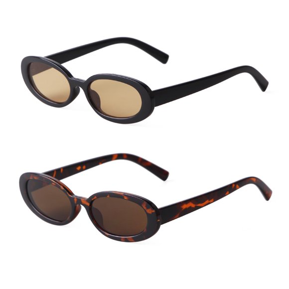Gafas de sol ovaladas Laurinny para mujer retro años 90 negras, naranjas y marrones