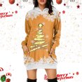 thumbnail image 2 of Women's Casual Christmas Printed Hoodie Dress Featuring Festive Gold Tree Design for Holiday Season Comfort, 2 of 2