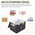 thumbnail image 6 of Yayeee Collapsible Cube Storage Bin with Lid Fabric Closet Decorative Basket with Handles, Black Watercolor Space, 6 of 7