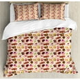 thumbnail image 1 of Dessert Duvet Cover Set Queen Size, Pattern with Fruity and Chocolate Cakes on the Colorful Dotted Background, Decorative 3 Piece Bedding Set with 2 Pillow Shams, Multicolor, by Ambesonne, 1 of 3