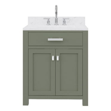 Water Creation Madison 30" Wood Single Bathroom Vanity in Glacial Green & White
