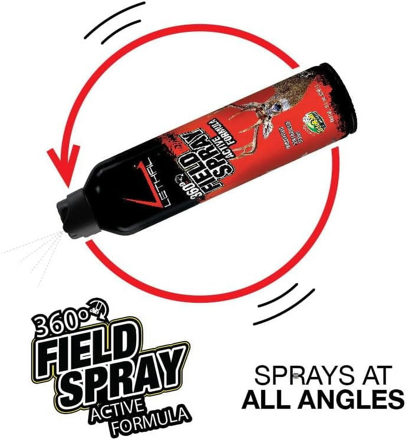 LETHAL 360-Degree Field Spray Active Formula with Human Scent Eliminating Agent for Hunting Clothes, Gear, and Equipment, Unscented, 10 Ounce Spray Bottle, Set of 3