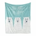 thumbnail image 1 of Sea Animals Soft Flannel Fleece Throw Blanket, Funny and 3 Bears with Different Cheerful Expressions Artwork, Cozy Plush for Indoor and Outdoor Use, 60" x 80", Aqua White, by Ambesonne, 1 of 6