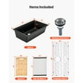 thumbnail image 3 of VEVOR 33 inch Granite Kitchen Sink Undermount Single Bowl Drop-In Basin for RV Bar, 3 of 9
