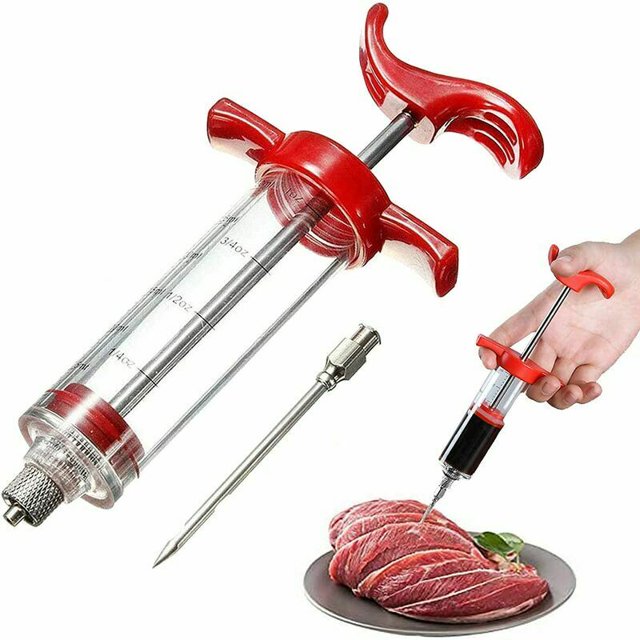 Jeringa de Salsa, Jeringa de Adobo de 30 ml, Inyector de Adobo Premium, Inyector de Carne con Jeringa de Salmuera para Pollo, Carne de Res, Pavo, Carne Asada, Barbacoa