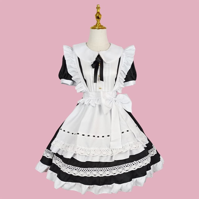Vestido largo de sirvienta tradicional Vestido de sirvienta de manga larga Vestido de sirvienta Marioneta Uniforme de cosplay de mayordomo Vestido lindo