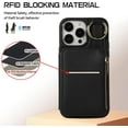 thumbnail image 6 of Crossbody Wallet Case for iPhone 13 Pro Max 6.7 inch, Card Holder Folio Cover Kickstand RFID Blocking Phone Case PU Leather Zipper Purse Wrist Strap Lanyard Flip Case for Women - Black, 6 of 7