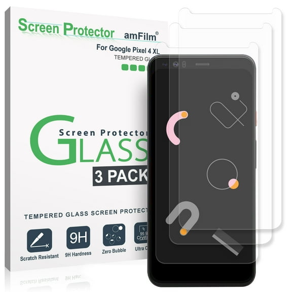 amFilm Pixel 4 XL Screen Protector Glass (3 Pack), Case Friendly (Easy Install) Tempered Glass Screen Protector Film for Google Pixel 4 XL (2019)