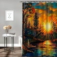 thumbnail image 2 of Orinice Sunset Stream Trees Bathroom Decor Set Colorful Luxurious Graphic Print Polyester Fabric Fashion Bathroom Decor Sets with Hooks Waterproof Shower Curtain Set Washable Shower Curtain with, 2 of 7