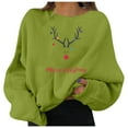 thumbnail image 1 of Aocisk Chandail à Col Rond à Manches Longues pour Femme avec Imprimé Graphique de Noël, Haut Décontracté à Motif Festif, Vert Pâle, L, 1 of 5