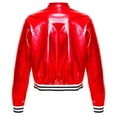 thumbnail image 3 of Ocealan Girl's PU Leather Long Sleeve Zip-Up Bomber Jacket Coat Jazz Hip Hop Street Dance Festival Red 12, 3 of 6