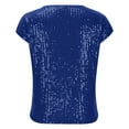 thumbnail image 4 of Pincandy Women's Fashion Solid Loose T-shirt Short Sleeve Sequin Blouse Round Neck Glitter Sequins Shirts Top Casual Cap Sleeve Party Tee Tops,Blue,XL, 4 of 6