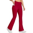 thumbnail image 2 of iHPH7 Flare Yoga Pants with Pockets, Bootcut Athleisure Seamless Tummy Control Leggings for Women Workout, Pilates, Gym Wine S, 2 of 8