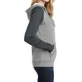thumbnail image 3 of Mafoose Women's Juniors Lightweight Fleece Raglan Hoodie Heathered Grey/ Heathered Charcoal 2X-Large, 3 of 4