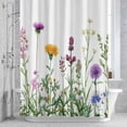 thumbnail image 3 of Spring Flowers Shower Curtain for Bathroom Decor, Colorful Wildflowers Waterproof Fabric Shower Curtain, 72"x78" Set with 12 Hooks, 3 of 9
