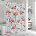 thumbnail image 6 of Pink Flamingo Shower Curtain, Waterproof Shower Curtains for Bathroom, Blue Summer Tropical Plants Leaves Washable Fabric Bathtub Curtain Set Bath Decor with 12 Hooks 72"x78", 6 of 8