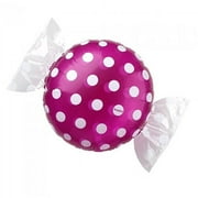 18 inch Candy W/ Wrapper Ends - Purple W/ White Polka Dots Foil Mylar Balloon - Party Supplies Decorations