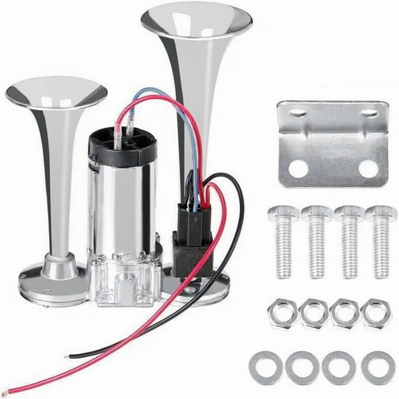 600DB Super Loud Dual Electric Air Horns Kit for Vehicles - With Compressor, 12V Waterproof Air Horns Replacement Kit, Car, Motorcycle, Truck, SUVs, Truck, Boats ，Automotive Accessories Universal for