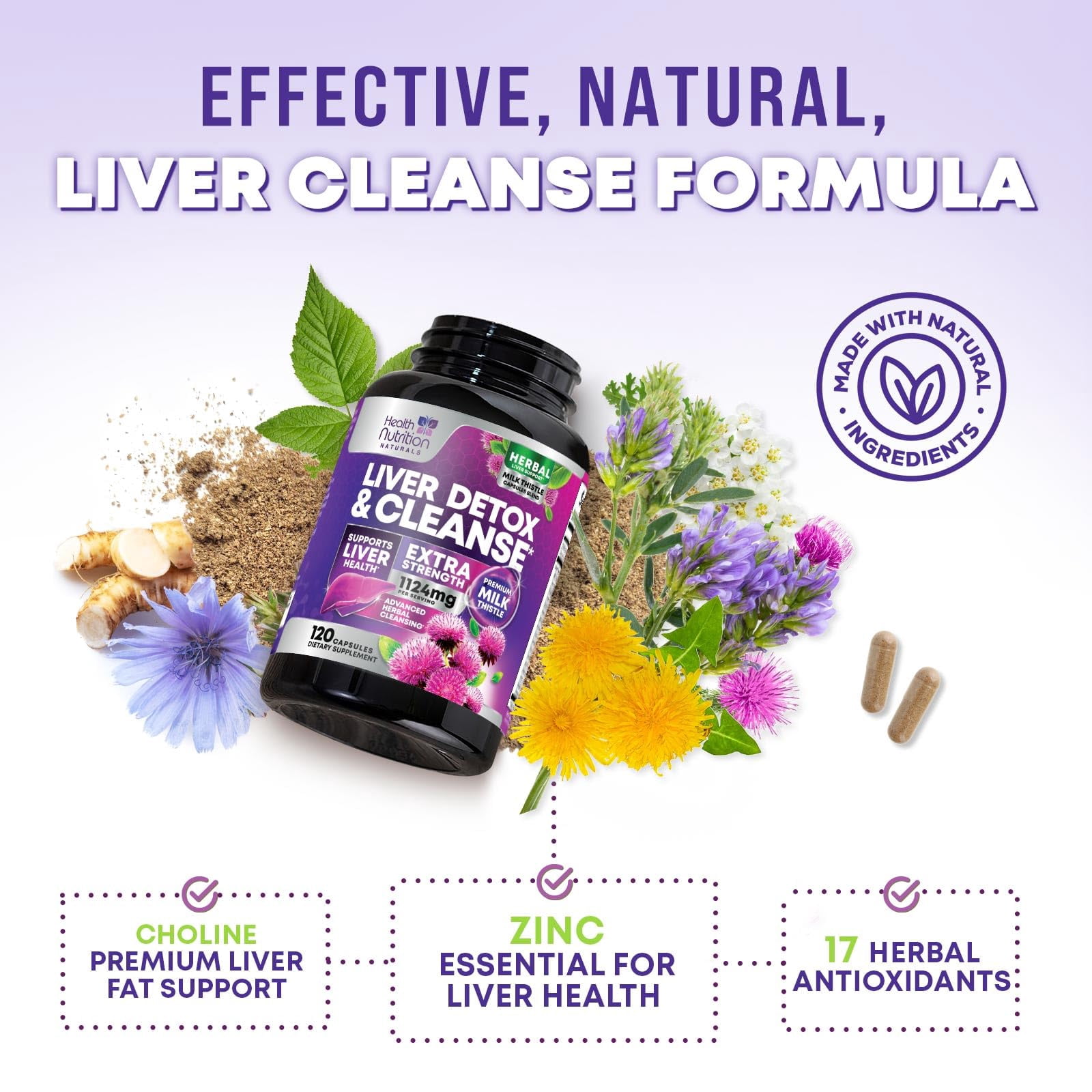 Health Nutrition Naturals Liver Support Supplement, 60 Veggie Caps