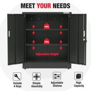 WORKPRO 37x31.5x15.75 Small Metal Garage Storage Cabinet with Locking Doors and 3 Adjustable Shelves, for Tools, Office, Home, Shops, Black