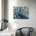 thumbnail image 4 of Wall Decor Painting on Canvas Abstract Blue Peacock Unframed Canvas Wall Art For Living Room Watercolor Bird Artwork Modern Painting Pictures Home Decor and Office  16*12inch/20*16inch, 4 of 6