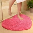 thumbnail image 1 of Xiao Hua Alfombras de baño de chenilla con forma de corazón, extra suaves y absorbentes, de pelo largo, antideslizantes, lavables y de felpa para bañera, baño y ducha, color rosa, 50 x 60 cm, 1 of 2