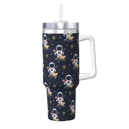 

Matuu Astronaut Surfing for 40OZ Ice Cup with Handle Durable Thermal Cups Keep Drinks Cold and Hot Insulated Car Mug with Lid