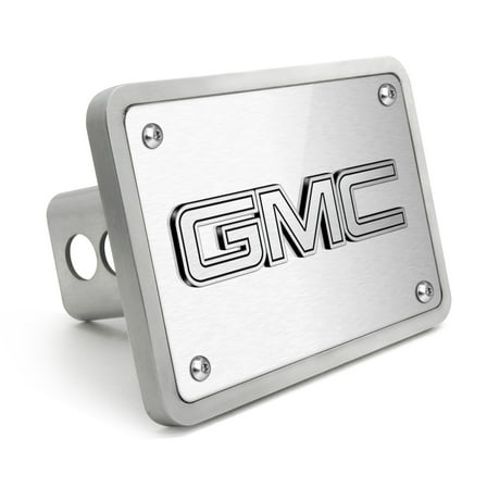GMC 3D Logo in Silver on Brush Billet Aluminum 2 inch Tow Hitch Cover