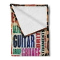 thumbnail image 2 of Music Soft Flannel Fleece Throw Blanket, Retro Rock Roll Lettering Grunge Distressed Colors Back then Sound Music Theme, Cozy Plush for Indoor and Outdoor Use, 60" x 80", Multicolor, by Ambesonne, 2 of 5