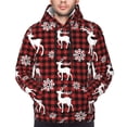 thumbnail image 3 of Zufioo Plaid Reindeer Snowflakes Design Fleece Comfortable Hoodie for Mens,Sweatshirt for Men,Pullover Hooded Sweatshirt for Men -Small, 3 of 5