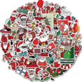thumbnail image 1 of Paquete de pegatinas de 50 pegatinas temáticas de Feliz Navidad para portátiles, pegatinas divertidas para ordenadores portátiles, ordenadores, matraces hidráulicos, monopatín, 1 of 5