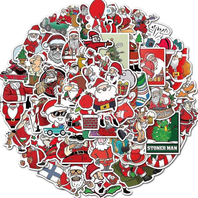 Paquete de pegatinas de 50 pegatinas temáticas de Feliz Navidad para portátiles, pegatinas divertidas para ordenadores portátiles, ordenadores, matraces hidráulicos, monopatín