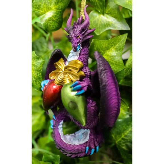 Holiday Festive Spirit Tree Lights Purple Dragon Christmas Hanging Ornament