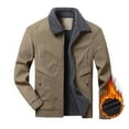 thumbnail image 5 of BADHUB Men's Winter Jacket Thick Fleece Lined Coat Lapel Sharpe Cargo Coat Full Zip Warm Thermal Jacket, 5 of 8