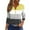 Yellow, variant on Lmnyox 3/4 Sleeve Shirts for Women Color Block Button V Neck Casual Blouses Dressy Fashion Tops Clothes
