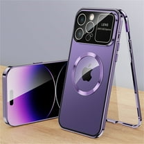 ELEHOLD Magnetic Case for iPhone 14 Pro Max Full Body Case,Double Sided with Built-in Tempered Glass Screen Protector Metal Frame Camera Lens Protection Shockproof Rugged Case,purple
