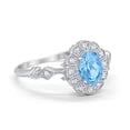 thumbnail image 6 of Oval Art Deco Bridal Ring Aquamarine CZ 925 Sterling Silver Size 5, 6 of 7