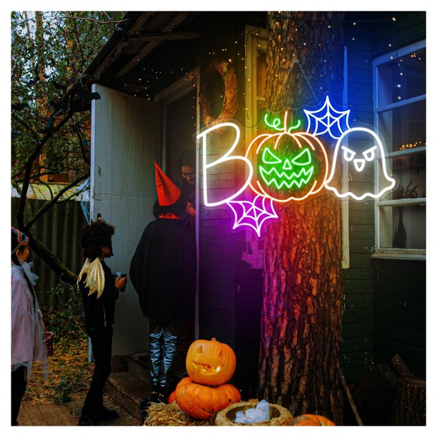 Letrero De Neón De Calabaza Boo, Ideal Para Bar, Festival, Fiesta, Decoración De Pared Del Hogar, Con Atenuación De 45cmx62cm