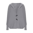 thumbnail image 5 of XPMWRP Women's Sweaters Winter Hooded Cardigans Button Up Knit Coats Jackets Lantern Sleeve Outerwear with Pockets Gray L, 5 of 8