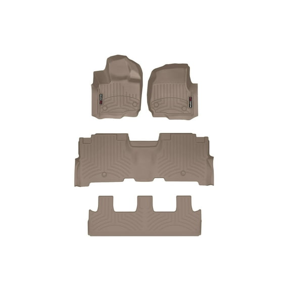 WeatherTech Custom Fit FloorLiners compatible with 2021-2024 Ford Expedition Max - Complete Set (1st, 2nd, & 3rd Row), Tan