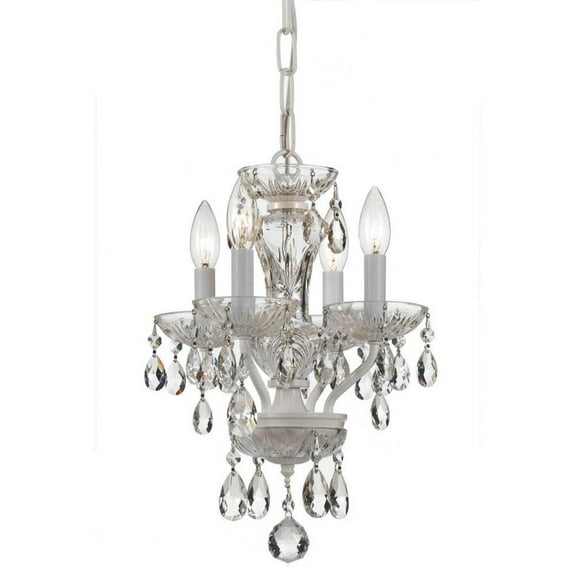 15 inch 4 Light Chandelier-Italian Crystal Type-Wet White Finish Bailey Street Home 49-Bel-4651932