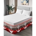 thumbnail image 4 of White Anchor Bed Skirt Costal Purple Red Brown Wood Grain Bottom Bed Skirts King Size 16 Inch Drop, Wrap Around Dust Ruffle&nbsp;Bedskirt with Adjustable Elastic Belt for Queen Size Beds, 4 of 7