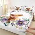 thumbnail image 3 of Homewish Kawaii Brown Cow Twin Sheet Sets for Kid, Farmhouse Animal Twin Fitted Sheet, Watercolor Rustic Flower Flat Sheet, Microfiber Bedroom Decor, 3-Piece, 3 of 7