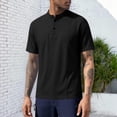 thumbnail image 2 of Men's UPF 50+ Sun Protection Henley Shirts Summer Beach Shirt Short Sleeve Tshirt Fitted T-Shirt Basic Tees Work T Shirt Black XL, 2 of 6