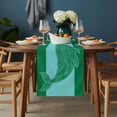 thumbnail image 2 of Green Whale Table Runner - 108 Inch Long, Kitchen Dining Table Runner Dresser Scarves, Mandalas Boho Modern Abstract Aqua Stripe Farmhouse Decor for Coffee Tables Wedding Party Banquet, 2 of 8