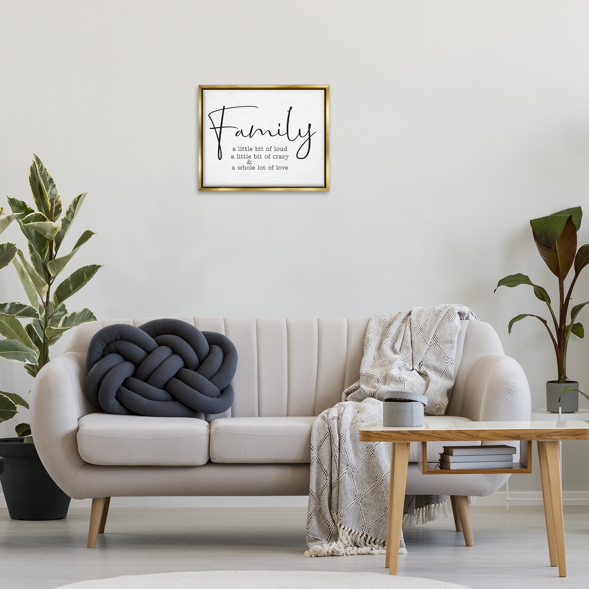 Stupell Industries Loud Crazy Love Family Text & Numbers Painting Gold Floater Framed Canvas Art Print Wall Art, 21 x 17