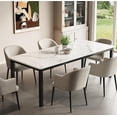 thumbnail image 5 of 71" Industrial Dining Table for 6, Wooden Long Dinner Table with Mortise Tenon Design, Kitchen Table with Sturdy Metal Legs, for Dining Room Home Office Living Room, White, 5 of 8