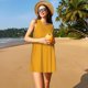 thumbnail image 3 of Easygdp Goldenrod para Vestido Transpirable de Mujer, Vestido Suelto de Manga Corta con Pliegues y Bolsillos para el Verano, 3 of 7