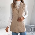 thumbnail image 2 of WTOBBY Women's Corduroy Vest Jacket, Sleeveless Lapel Button Front, Solid Color Casual Tank, Vintage Style Outerwear, Perfect for Layering in Fall and Winter,Khaki XL, 2 of 8